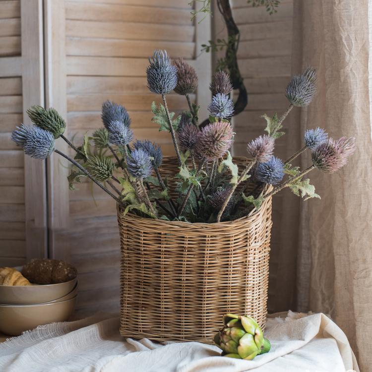 Faux Silk Artificial Thistle Flower Stem 26" Tall - RusticReach