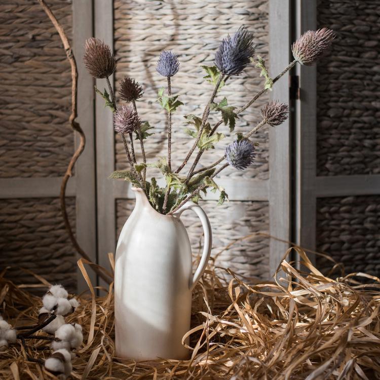 Faux Silk Artificial Thistle Flower Stem 26" Tall - RusticReach