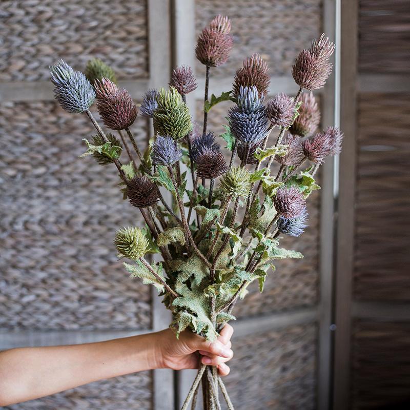 Faux Silk Artificial Thistle Flower Stem 26" Tall - RusticReach