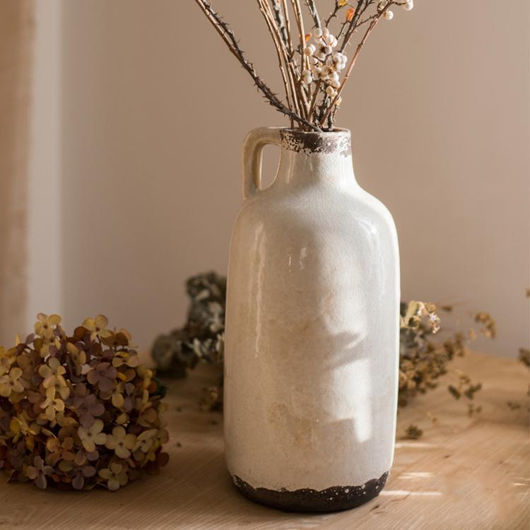 Binglie Glazed Pottery Vase with Single Handle RusticReach 