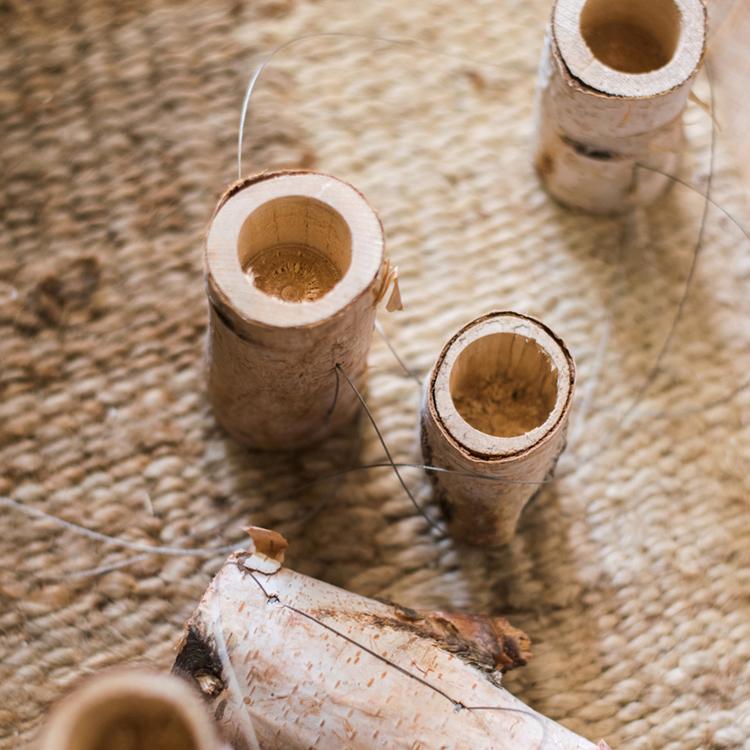 Birch Wood Tiny Planter String Hanging Planter Decoration - RusticReach