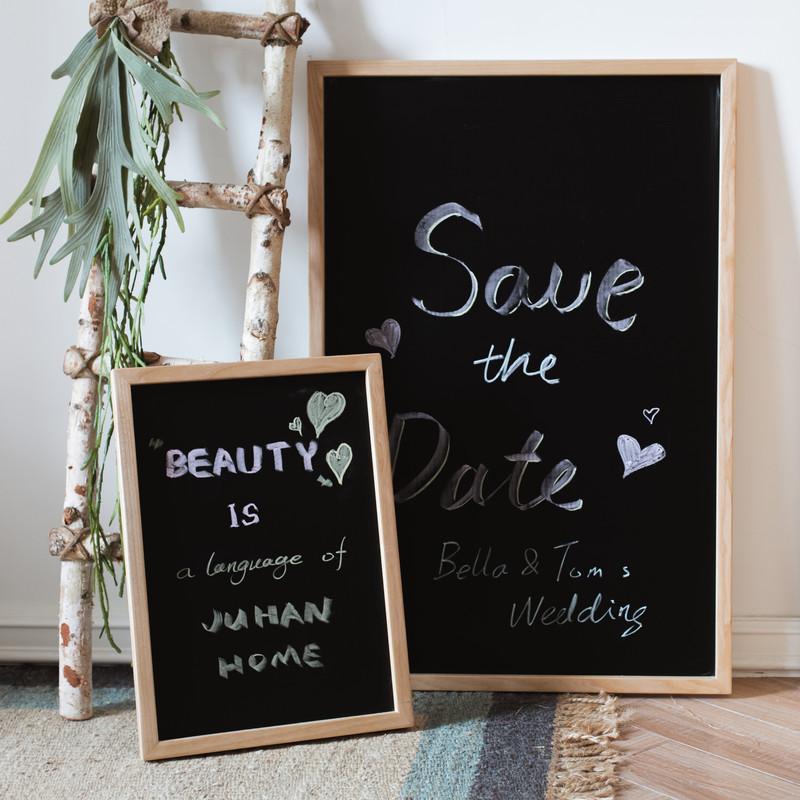 Black Magnetic Chalk Board with Solid Wood Frame RusticReach 