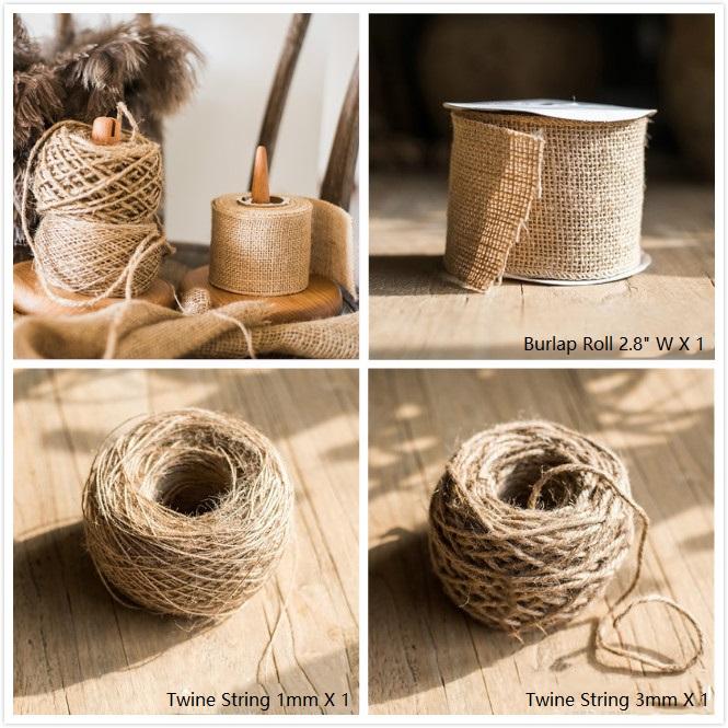 Burlap Roll and Twine String Set of 3 RusticReach 