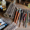 Calligraphy Brush Holder Rollup Wood Shades Rollup - RusticReach