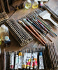 Calligraphy Brush Holder Rollup Wood Shades Rollup - RusticReach