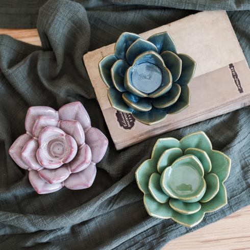 Ceramic Floral Candle Holder - RusticReach