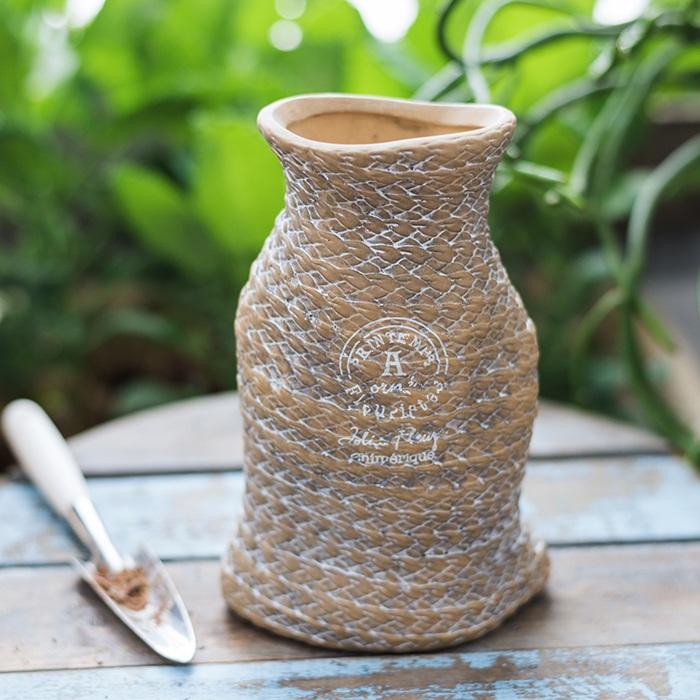 Ceramic Planter Hemp Bag Design - RusticReach