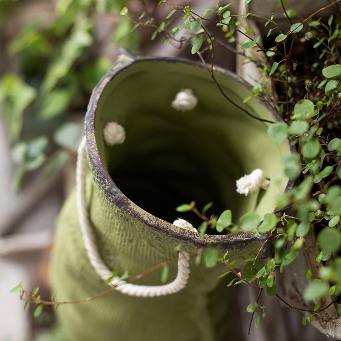 Ceramic Planter Linen Bag Design - RusticReach