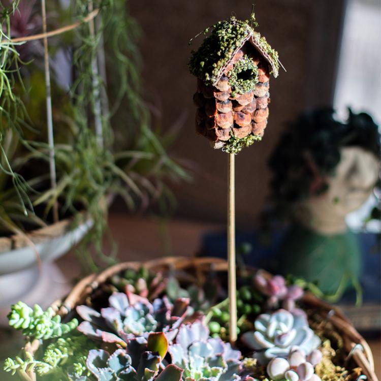decorative house plant stakes Decorative Bird House Planter Stakes Randomly Picked Set of 3 – RusticReach