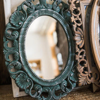 Decorative Mirror French Style Carving Frame Wall Mirror Blue RusticReach 
