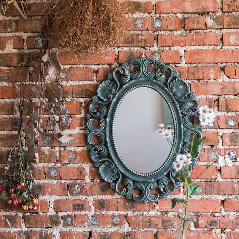 Decorative Mirror French Style Carving Frame Wall Mirror Blue RusticReach 