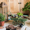 Decorative Planter Cart Green Metal Cart Planter - RusticReach