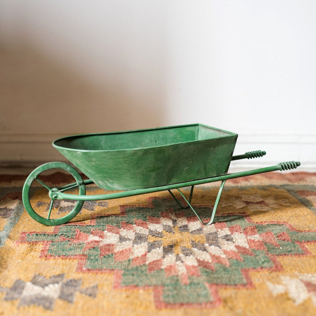 Decorative Planter Cart Green Metal Cart Planter - RusticReach