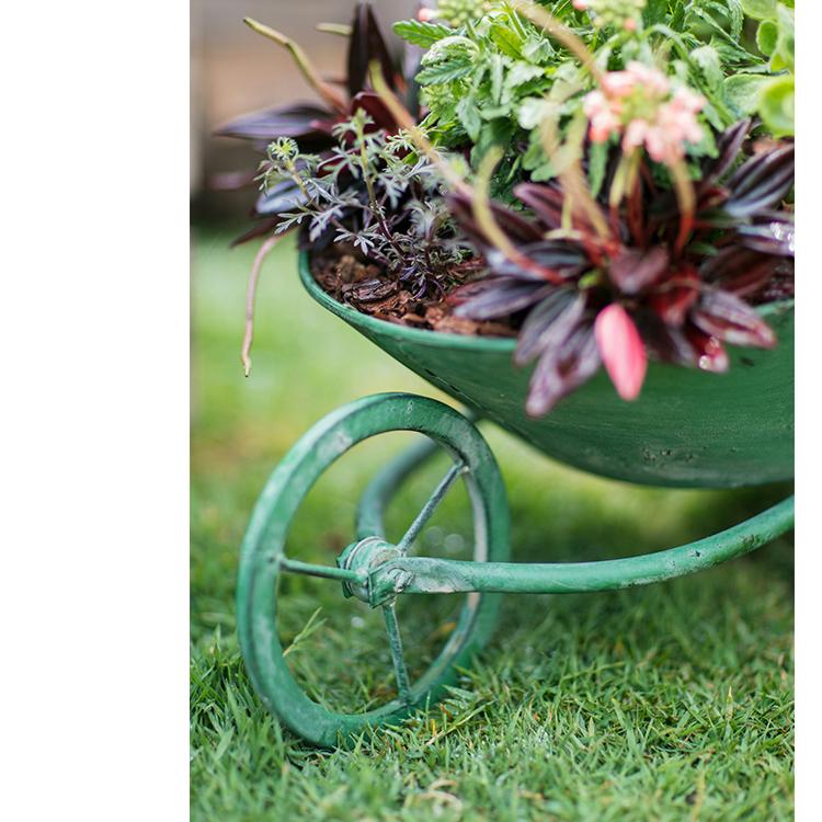 Decorative Planter Cart Green Metal Cart Planter - RusticReach