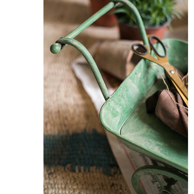 Decorative Planter Cart Green Metal Cart Planter - RusticReach