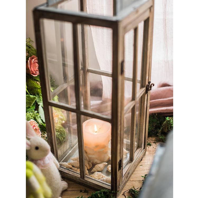 Decorative Table Lantern Wooden Glass Lantern - RusticReach