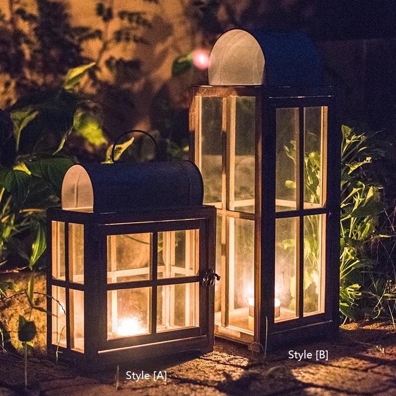 Decorative Table Lantern Wooden Glass Lantern - RusticReach