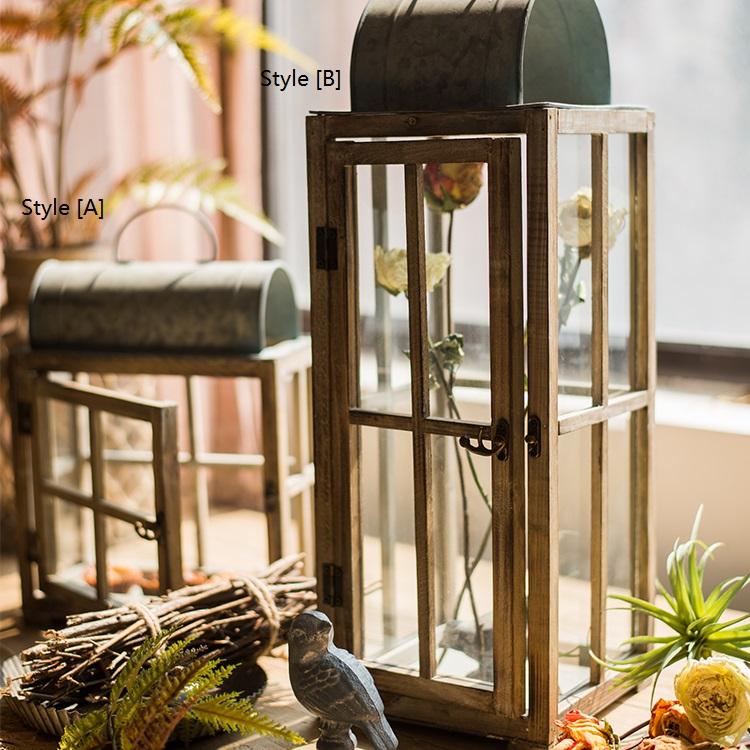 Decorative Table Lantern Wooden Glass Lantern - RusticReach