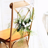 Floral Hoop Artificial White Rose with Greenery Ferns 9" D RusticReach 