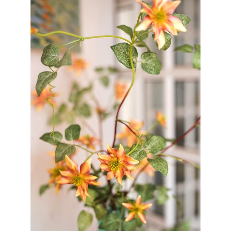 German Clematis Flower Stem in Orange 40" Tall RusticReach 