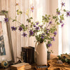 Faux Silk German Clematis Flower Stem in Purple 40" Tall - RusticReach