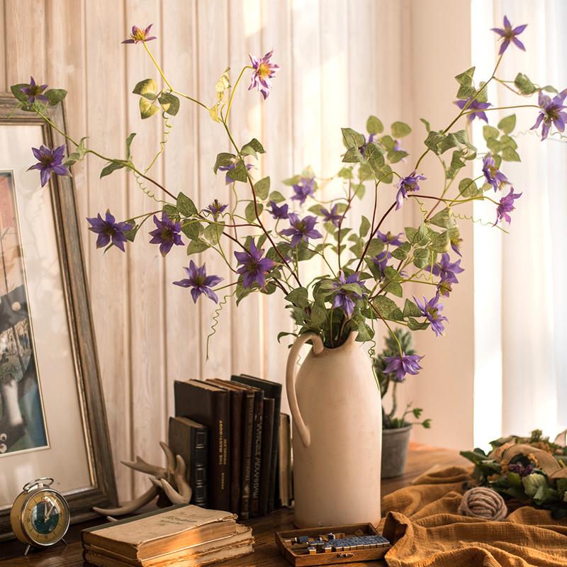 German Clematis Flower Stem in Purple 40" Tall RusticReach 