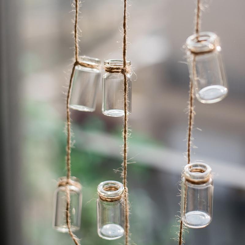 Glass Planter Rope Hanging Small Planter 55" Long (Set of 3) - RusticReach