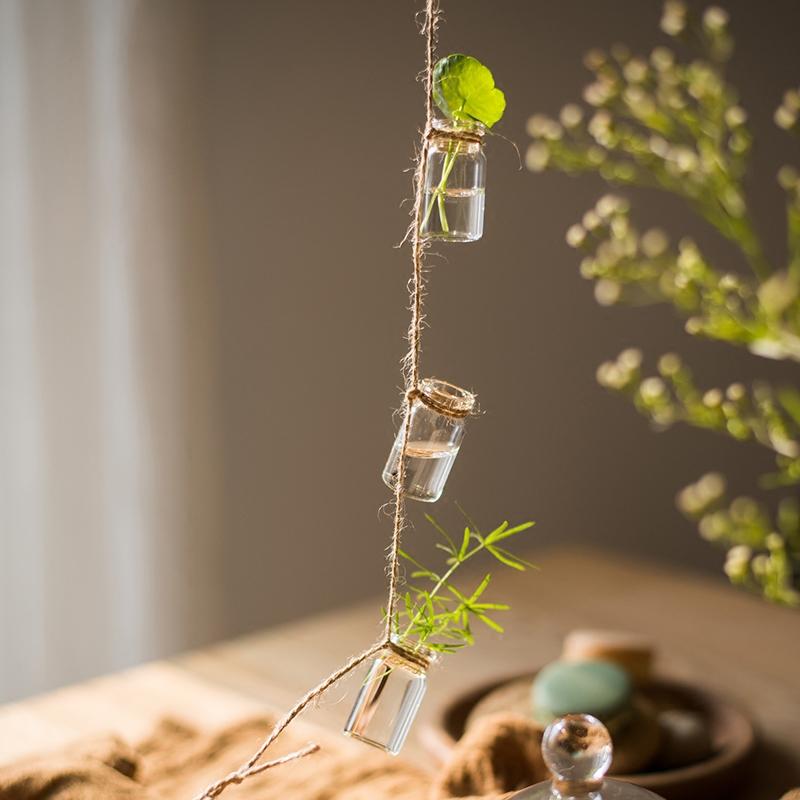 Glass Planter Rope Hanging Small Planter 55" Long (Set of 3) - RusticReach