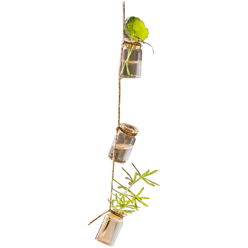 Glass Planter Rope Hanging Small Planter 55" Long (Set of 3) - RusticReach