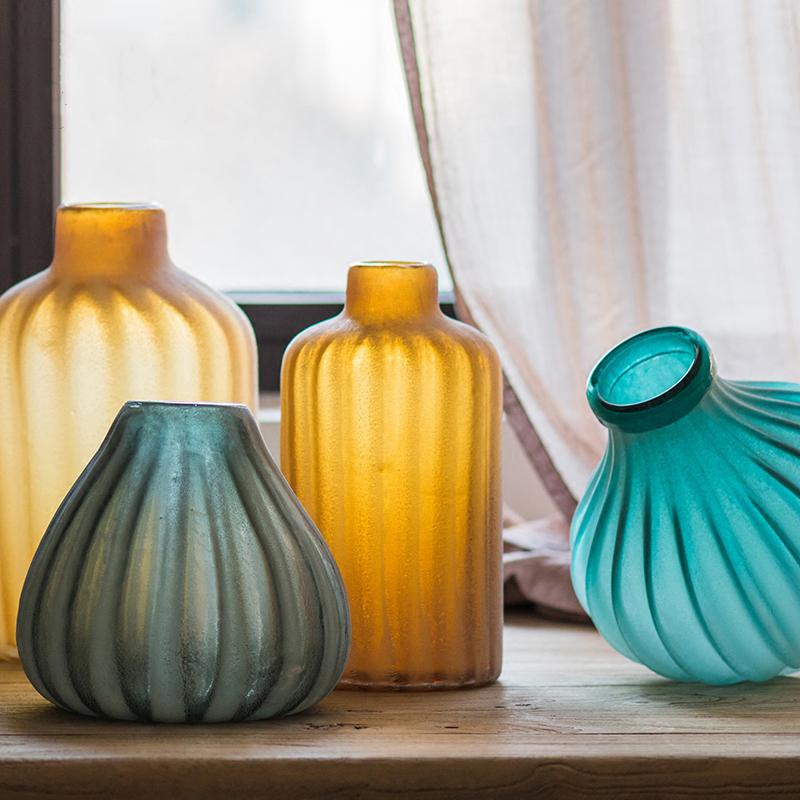 Glass Vase Hand Blown Frosted Art Glass - RusticReach