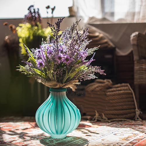 Glass Vase Hand Blown Frosted Art Glass - RusticReach