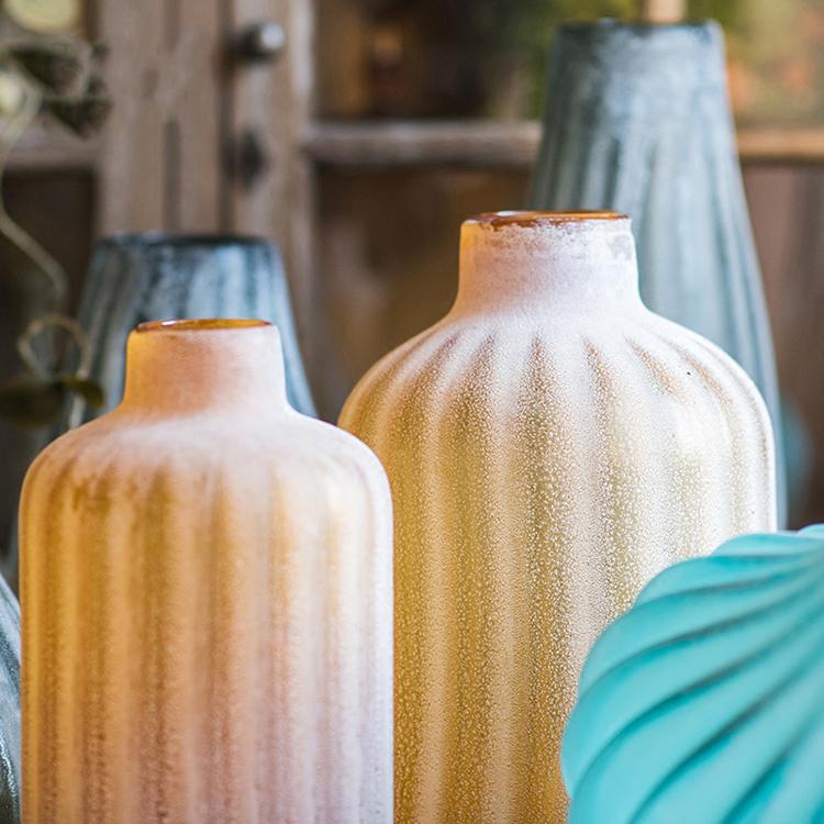 Glass Vase Hand Blown Frosted Art Glass - RusticReach