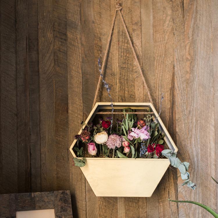 Gold Metal Planter Hexagon Hanging Planter - RusticReach