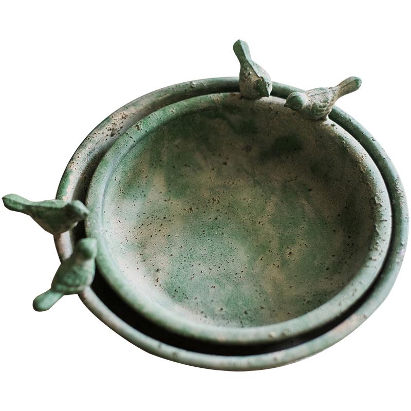 Green Iron Tray Bird Decorative Tray - RusticReach