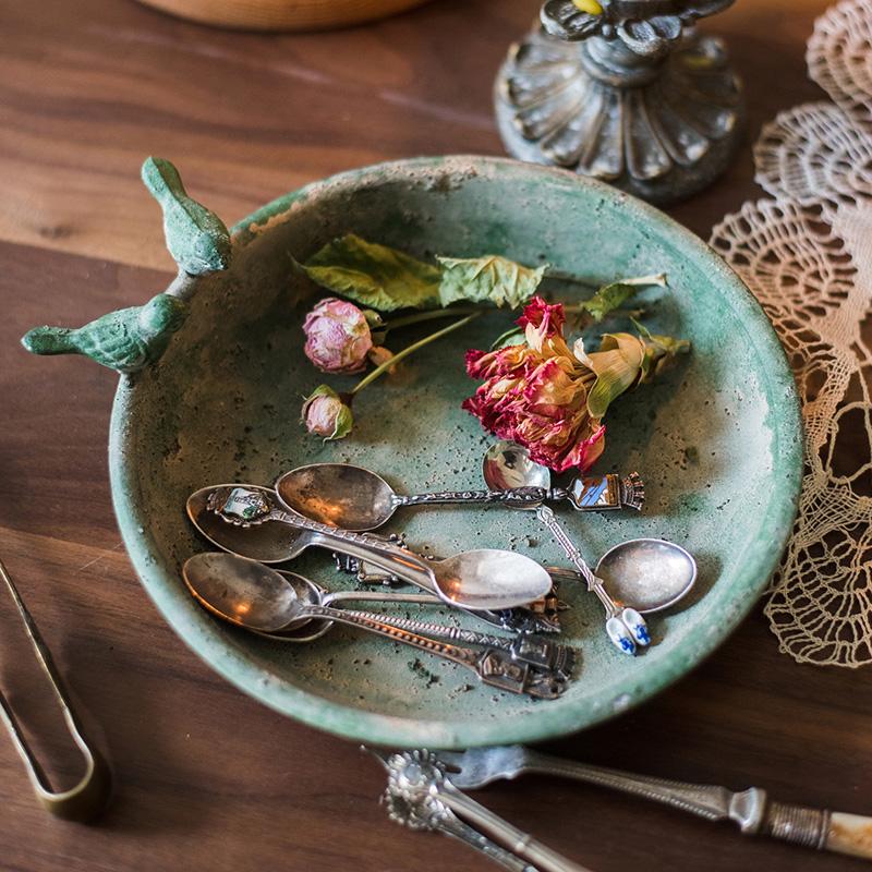 Green Iron Tray Bird Decorative Tray - RusticReach