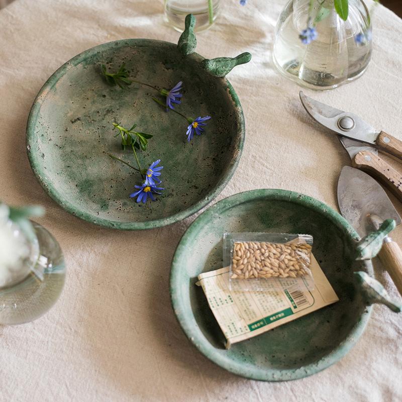 Green Iron Tray Bird Decorative Tray - RusticReach