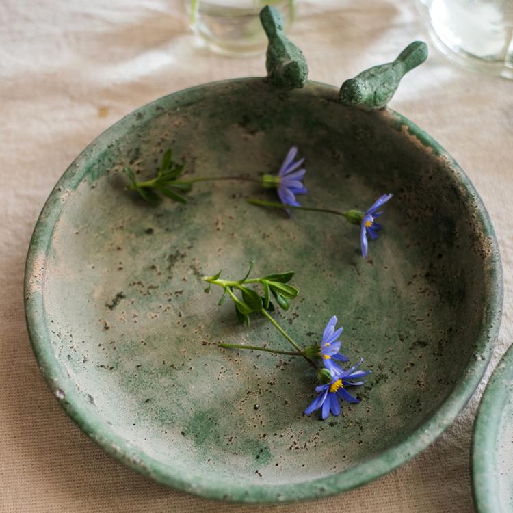 Green Iron Tray Bird Decorative Tray - RusticReach