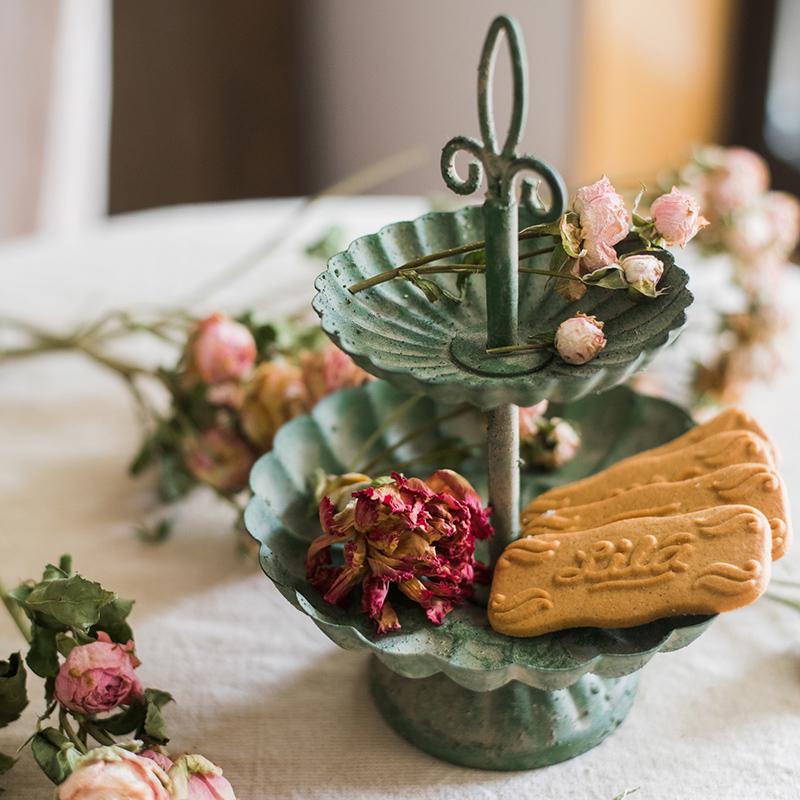 Green Iron Two Tier Small Decorative Tray - RusticReach