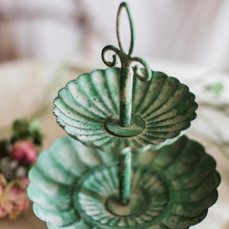 Green Iron Two Tier Small Decorative Tray - RusticReach