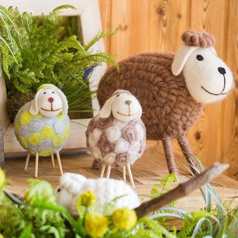 Handmade Wool Sheep Knick-Knack Small Set of 3 RusticReach 
