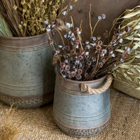 Iron Flower Pail with Rope Handles RusticReach 