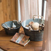 Iron Tub Antique Flower Pattern Tub with Rope Handles (Set of 3) - RusticReach