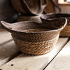 Khaki Brown Straw Basket with Handles - RusticReach