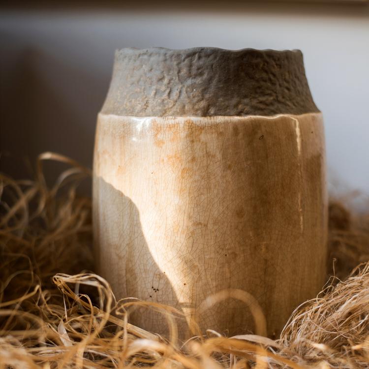 Khaki Coarse Pottery Jar - RusticReach