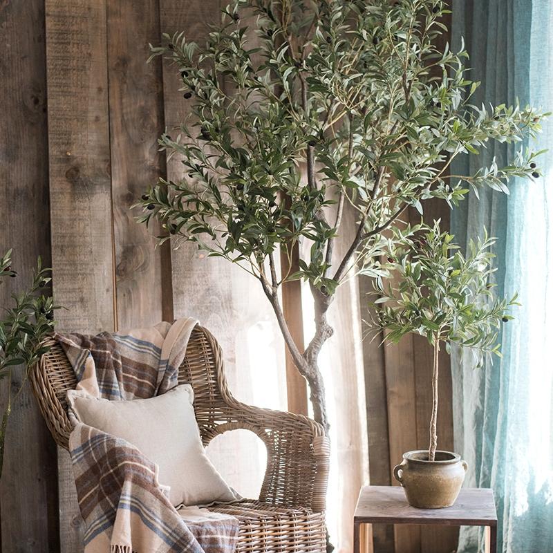 faux olive plant in pot RusticReach Large Artificial Olive Tree 94" Tall