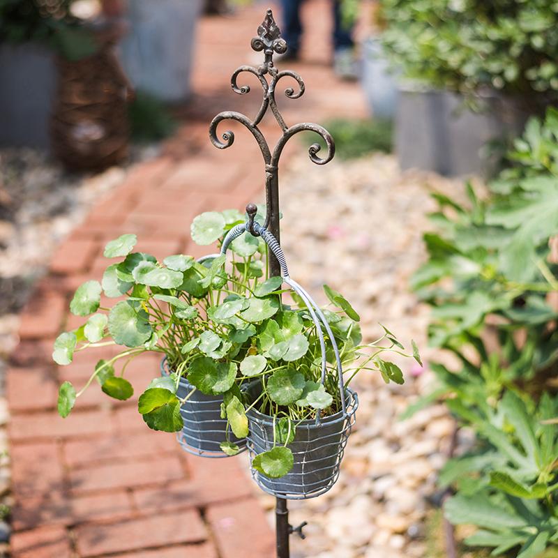 metal hanging plant holder Metal Hanging Plant Stand with Hook Adjustable Height – RusticReach