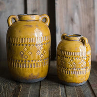 Mustard Yellow Glazed Ceramic Vase RusticReach 