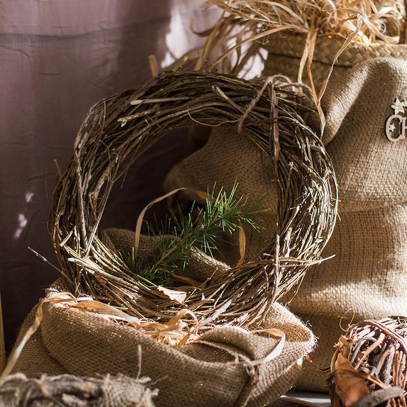 Fall Natural Rattan and Willow Wreath Christmas - RusticReach