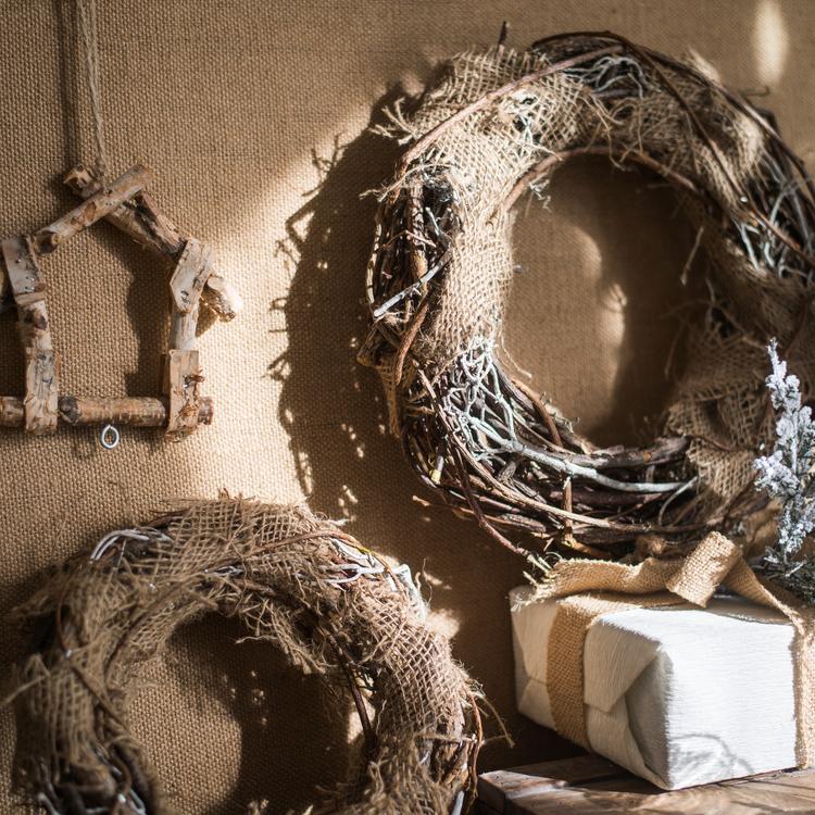 Fall Natural Rattan and Willow Wreath Christmas - RusticReach