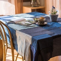 Patchwork Cotton Tablecloth in Blue RusticReach 